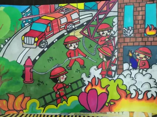 珍爱生命预防火灾儿童绘画作品-图3