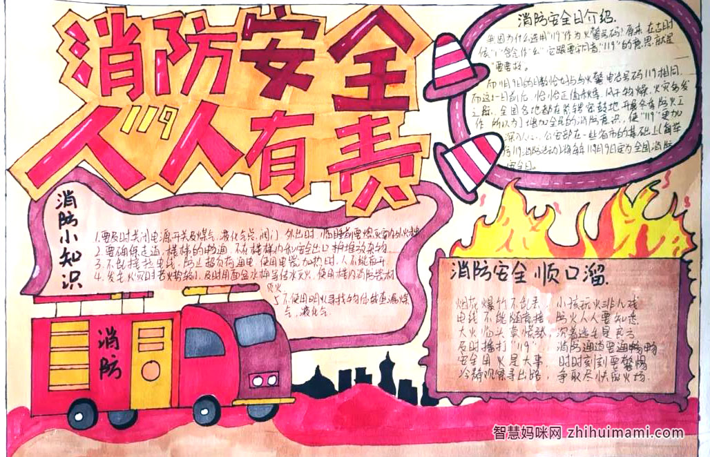 全国消防日主题手抄报一等奖-图1