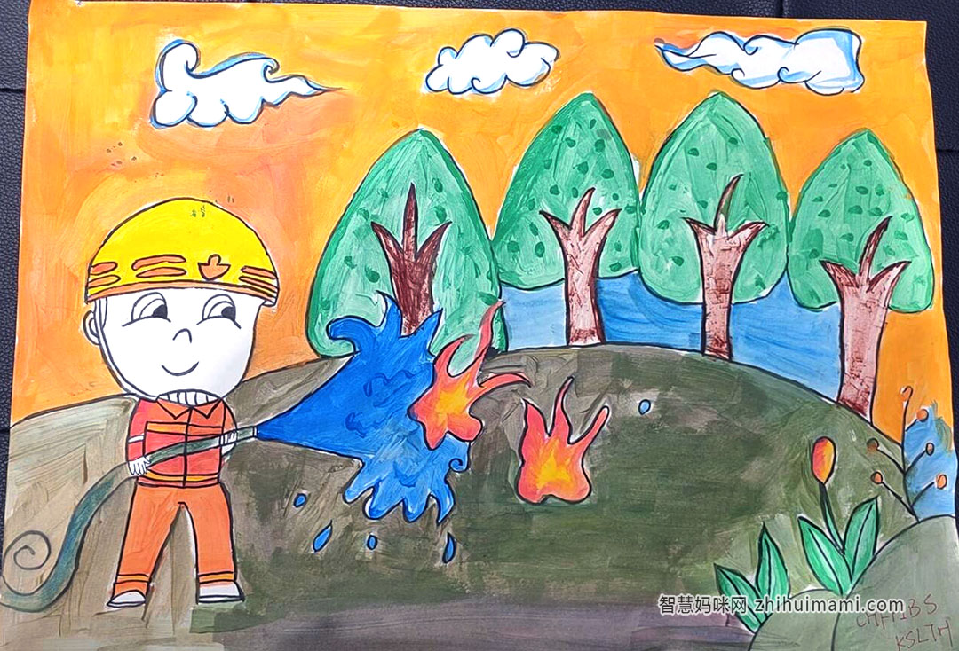 消防安全儿童画一等奖-图1