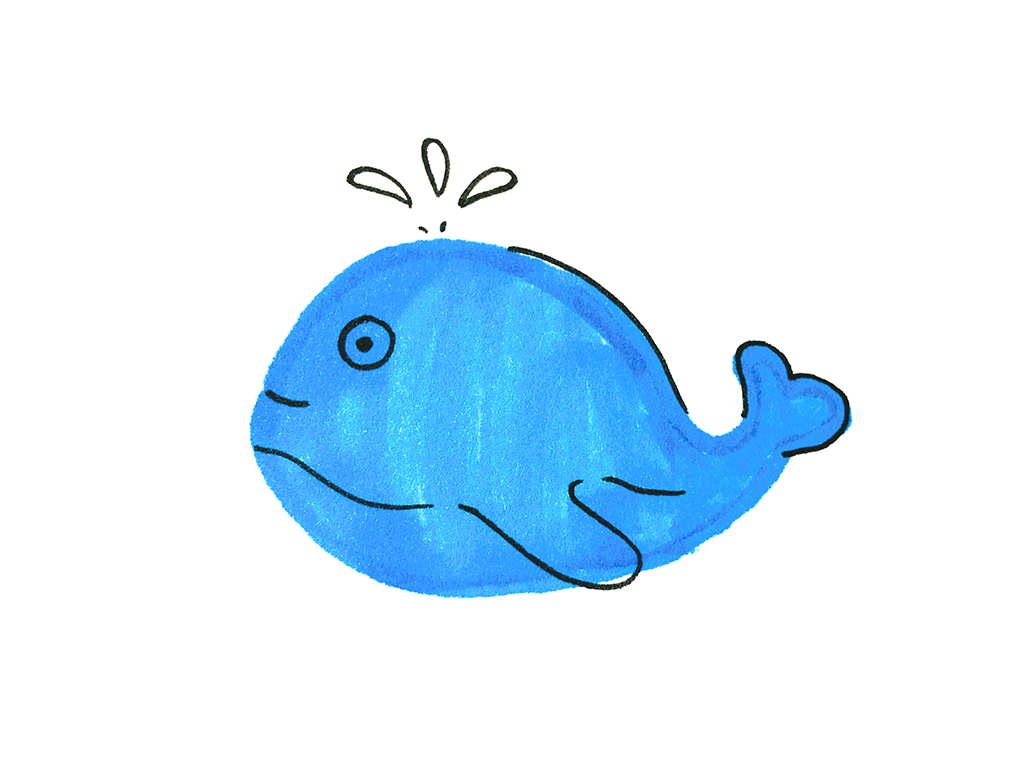 一组蓝色动物简笔画图片-图2