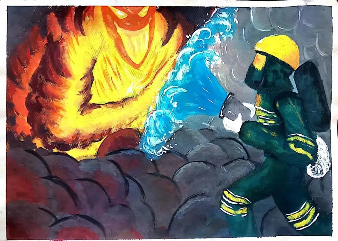 珍爱生命远离火灾儿童画绘画一等奖-图1