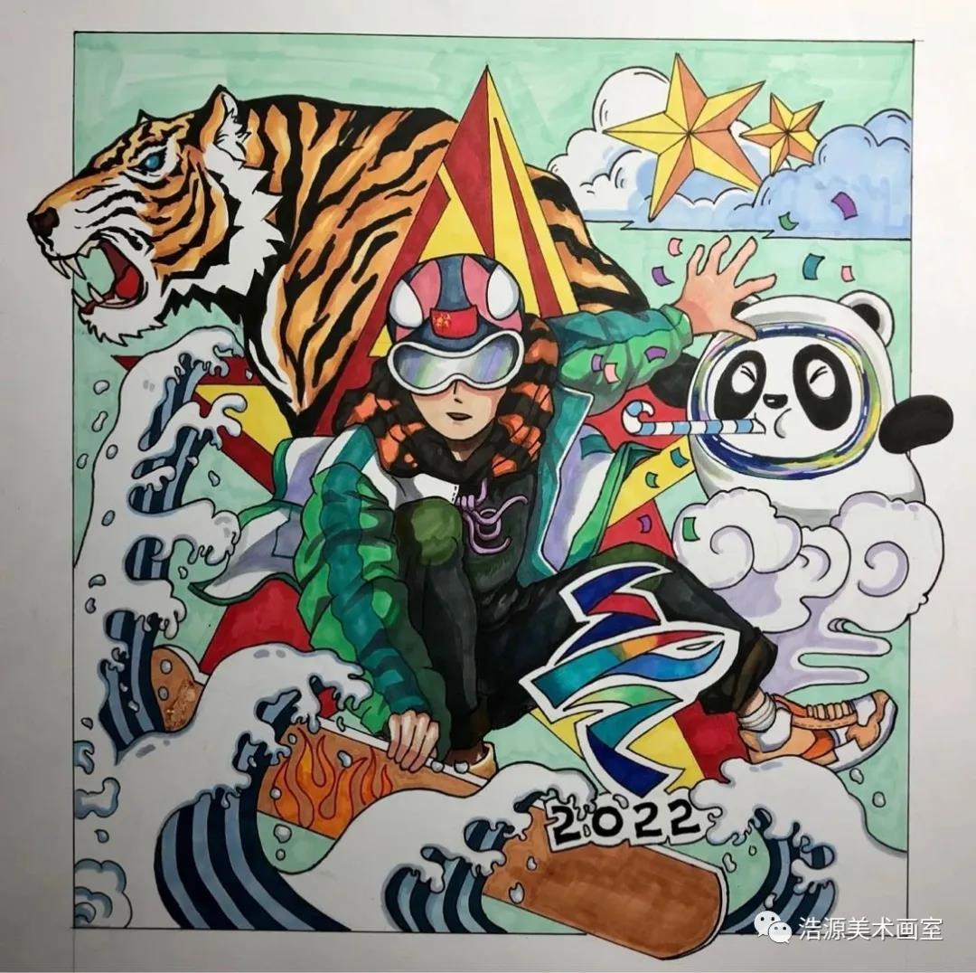 “激情冰雪 燃情冬奥”主题儿童画-图1