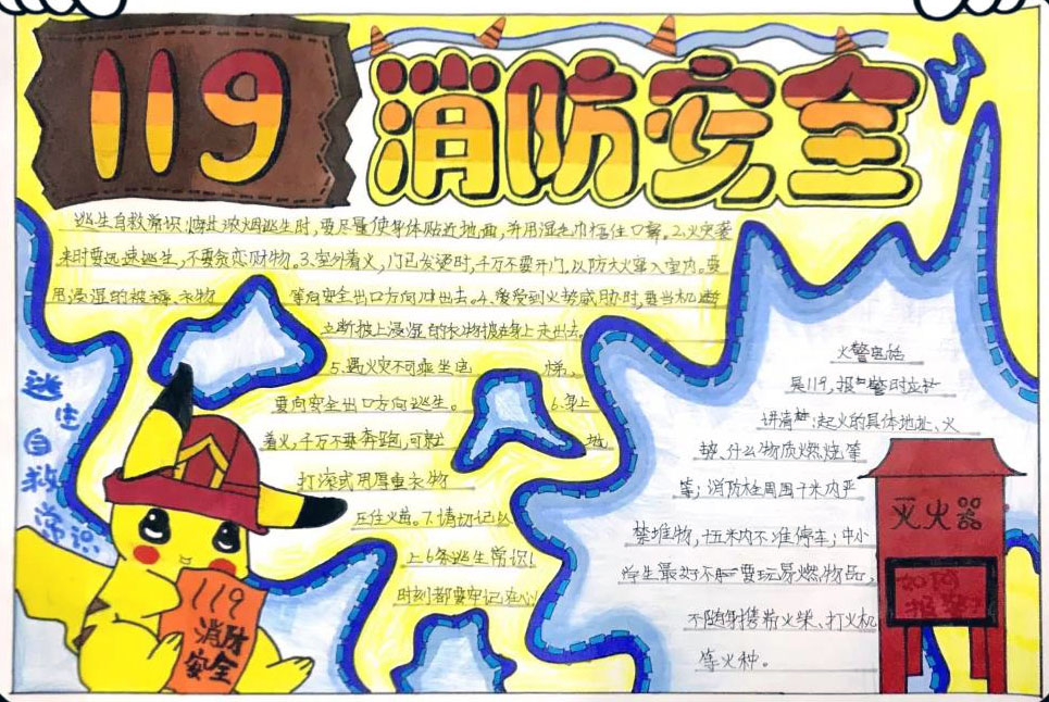 五年级消防安全教育手抄报二等奖作品-图2