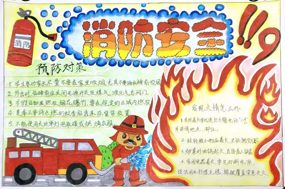 五年级消防安全教育手抄报二等奖作品-图5