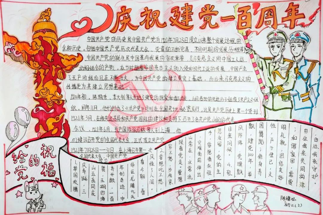 七一建党百年手抄报漂亮5张