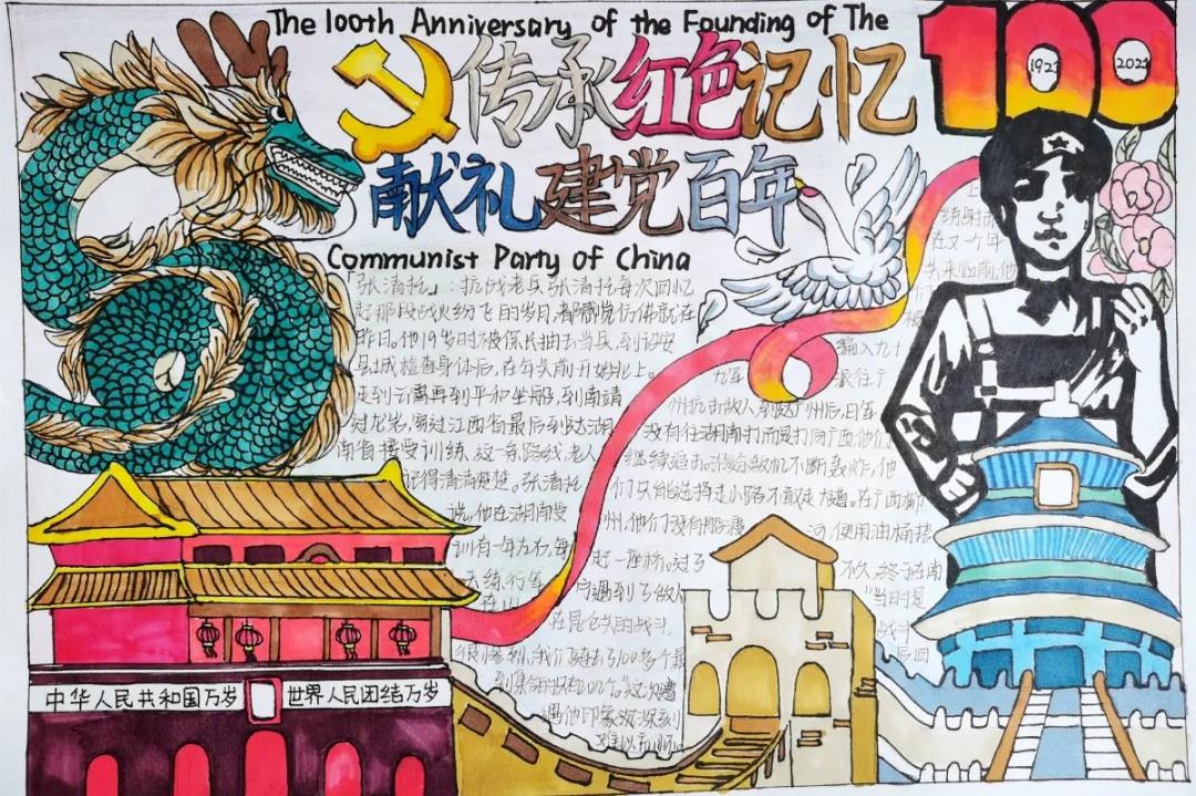 怎么画不忘初心跟党走的手抄报-图2