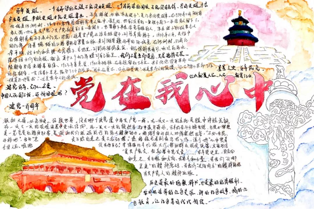 如何画峥嵘岁月建党百年的手抄报-图2