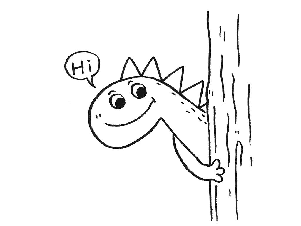 躲在大树背后的可爱动物简笔画-图5