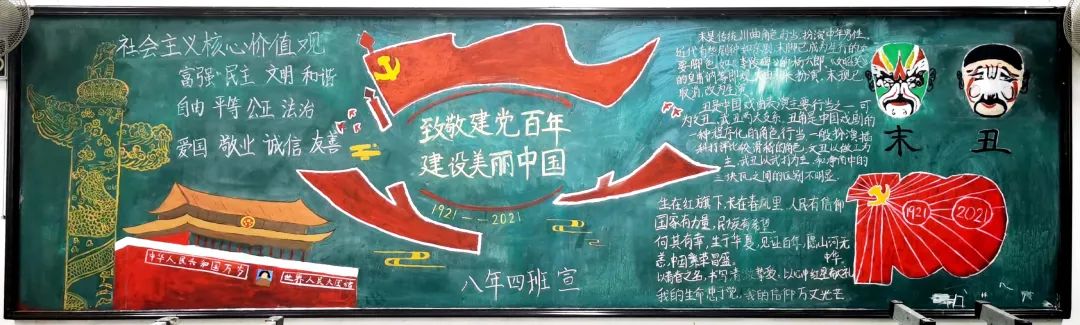 “建党百年，建设美丽中国”主题黑板报-图8