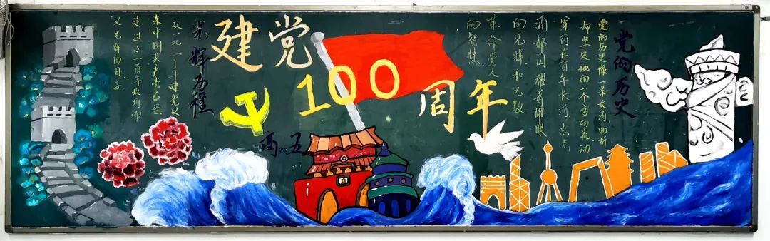 建党100周年黑板报设计简单又漂亮-图1