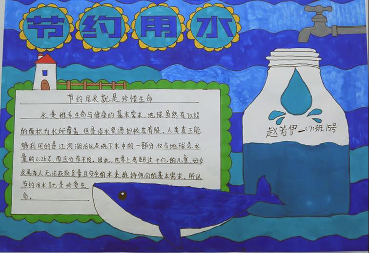 节约用水从我做起手抄报绘画作品-图4
