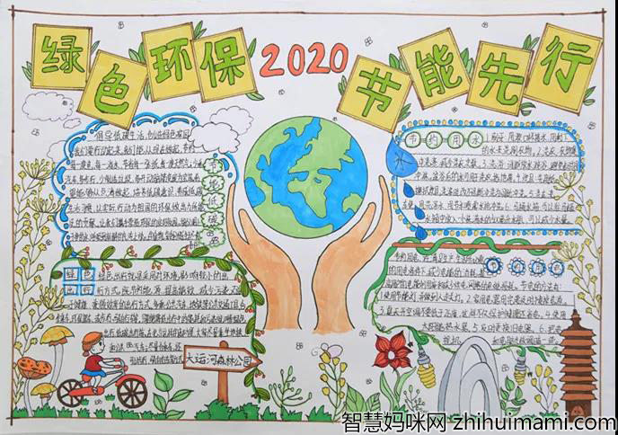 小学六年级绿色环保节能先行的手抄报如何画