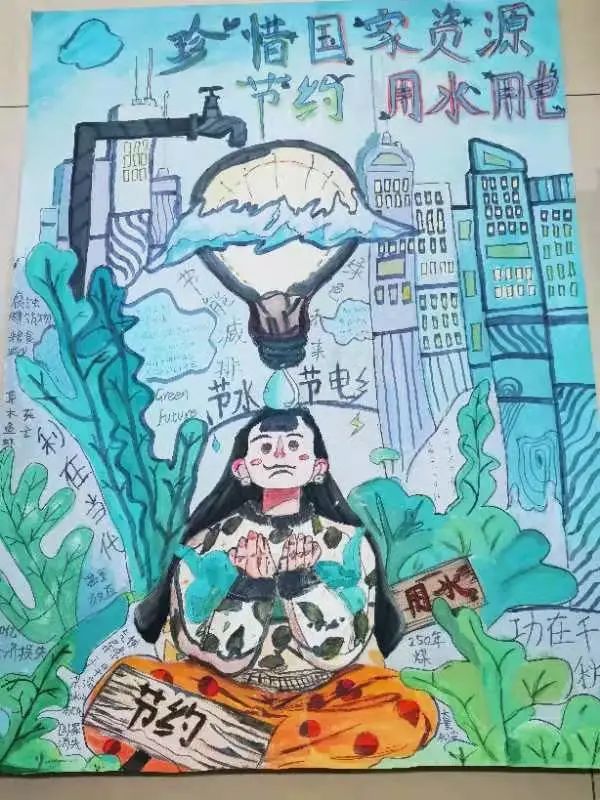 节约用电儿童画创意画-图3