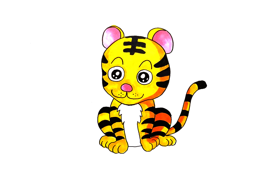 如何画可爱小老虎