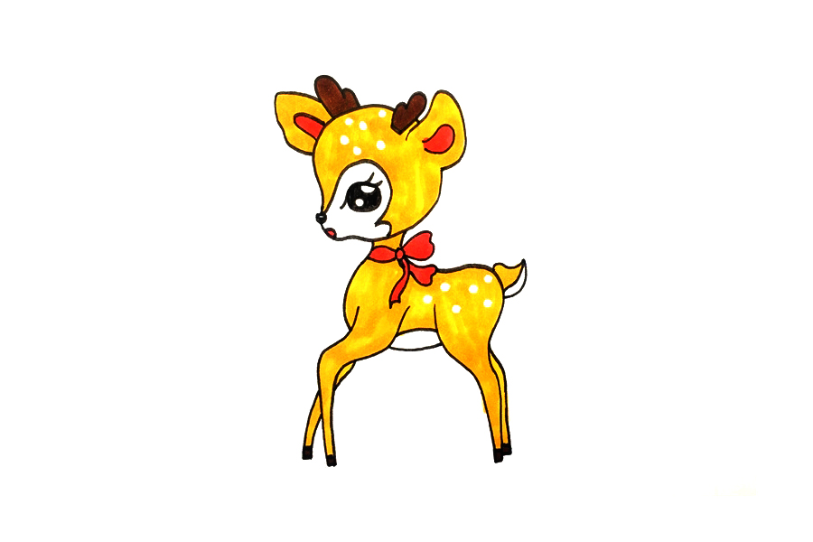 如何画可爱梅花鹿