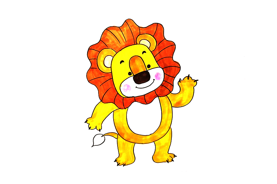 一步一步学画可爱卡通狮子-图5