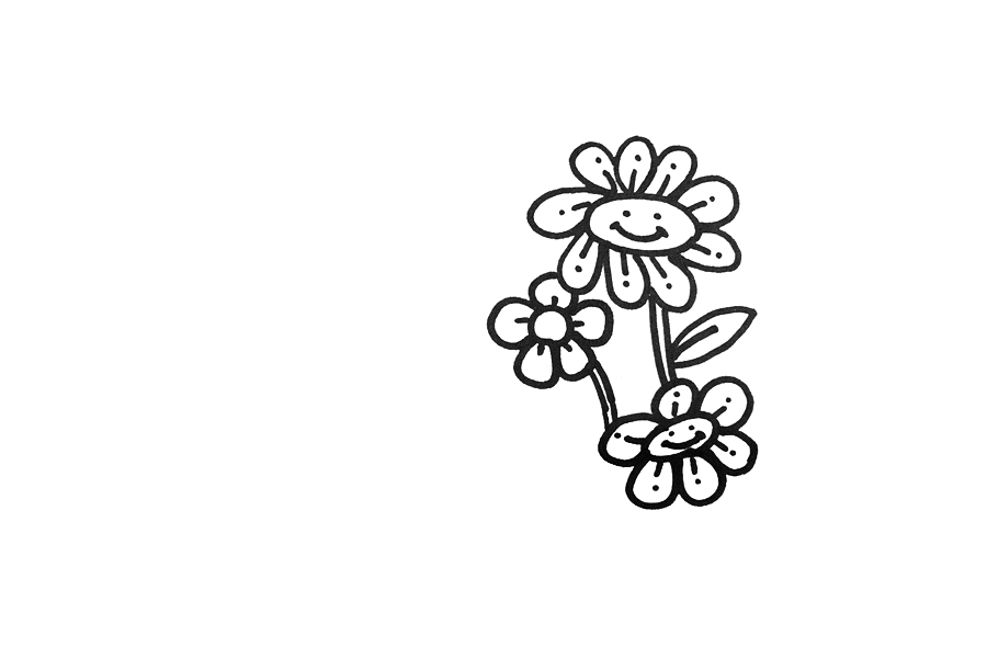 漂亮的花圃风景简笔画画法-图2