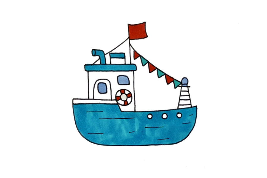 一步一步学画漂亮的游艇