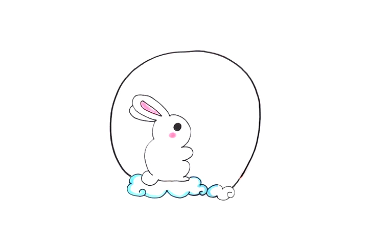 简单漂亮的中秋节玉兔简笔画-图3