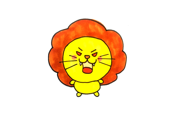 怎么画凶狠的卡通狮子简单