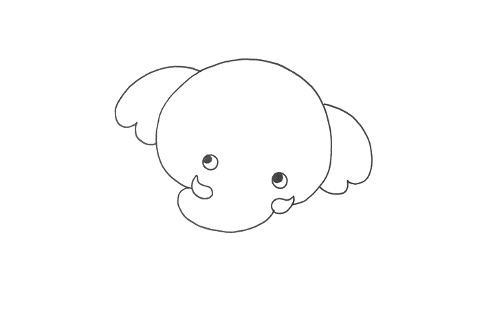 可爱大象的简笔画画法步骤-图2