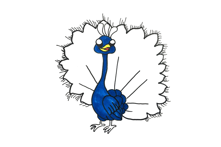 漂亮的孔雀开屏怎么画-图5