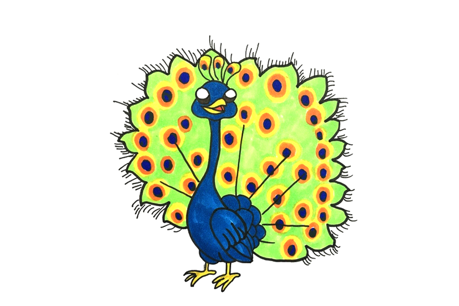 漂亮的孔雀开屏怎么画