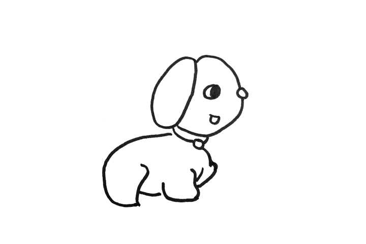 简单小狗简笔画的画法步骤-图2