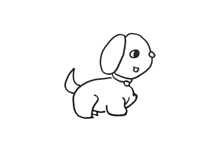 简单小狗简笔画的画法步骤-图3