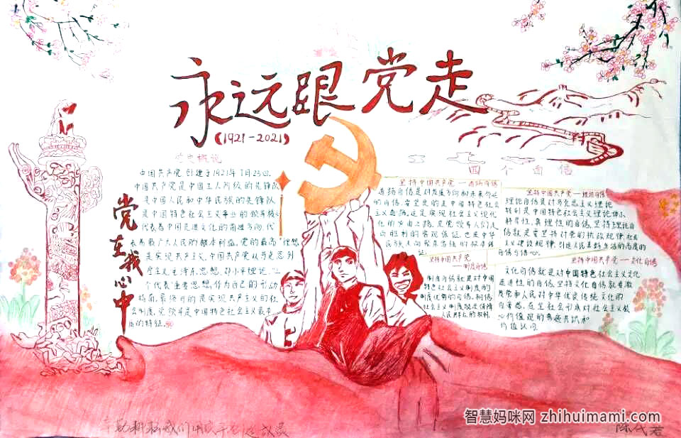 我眼中的百年大党主题手抄报-图8