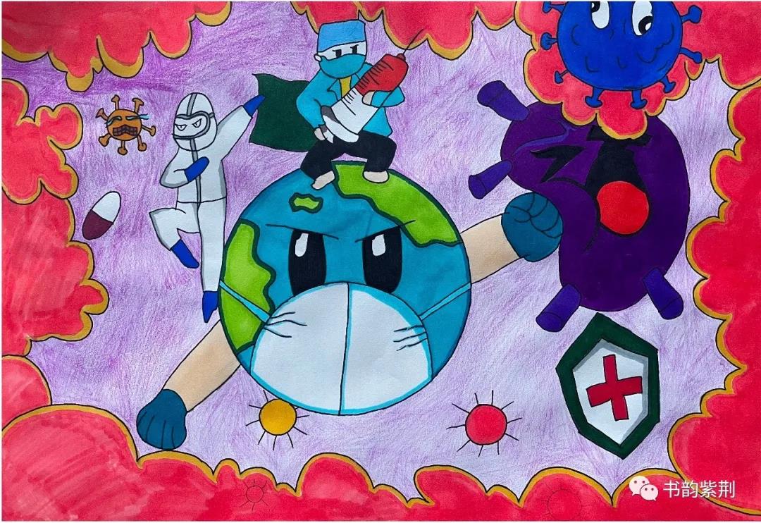 3张疫情防控儿童画创意作品-图3