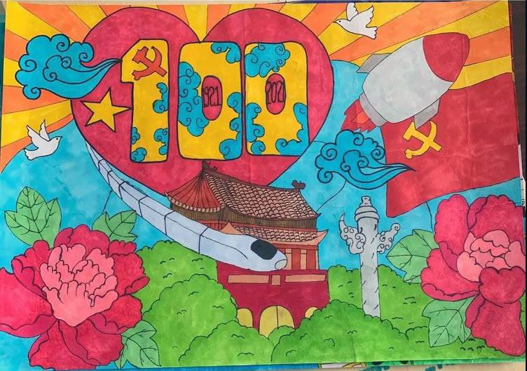 童心向党心系祖国儿童绘画-图2