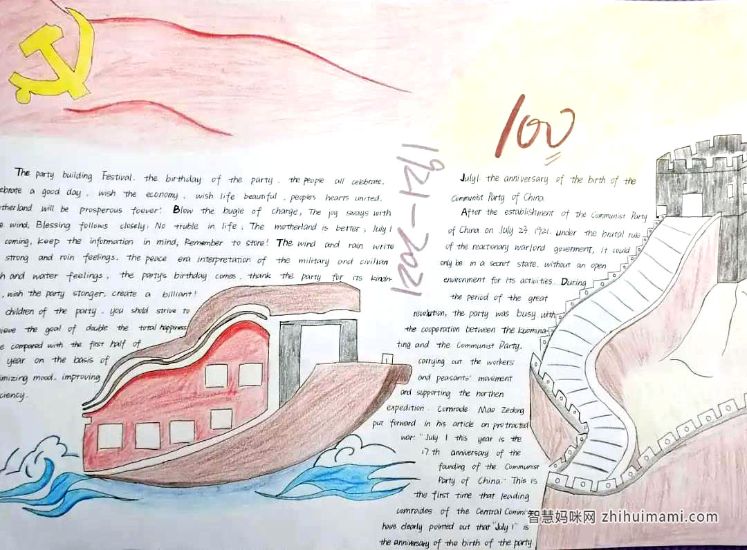 7张漂亮的红船精神英语手抄报-图7