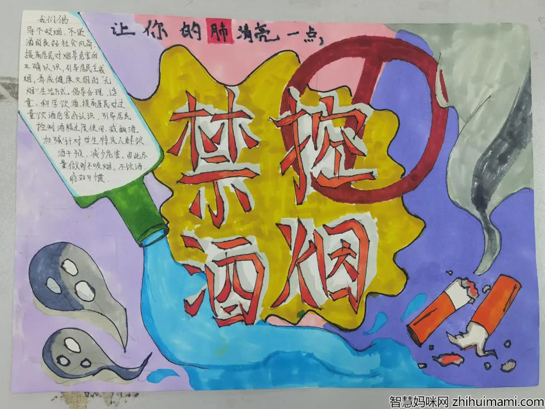 关于禁烟控酒的主题手抄报-图2