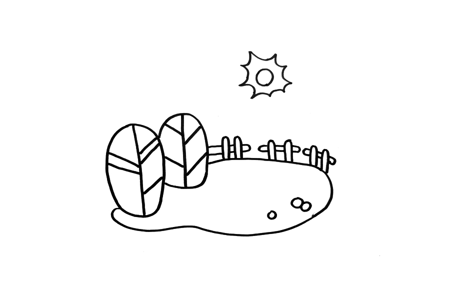 春天风光简笔画画法步骤-图3