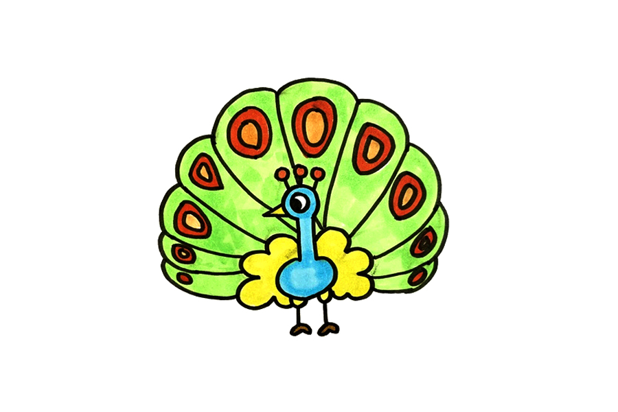 简单漂亮的孔雀怎么画