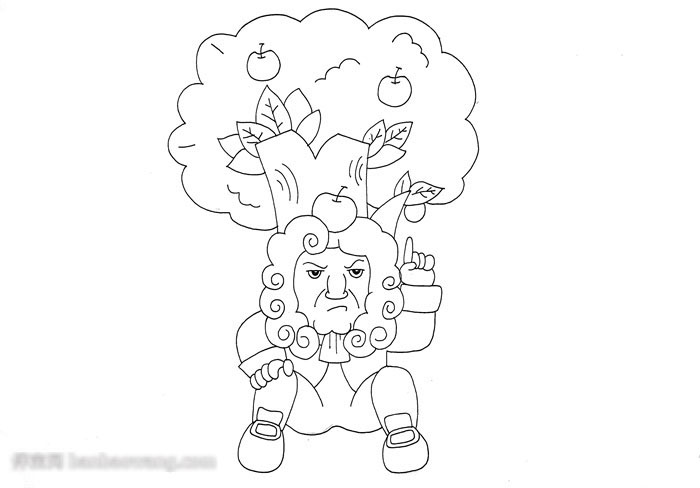 关于牛顿和苹果的手抄报怎么画？-图1