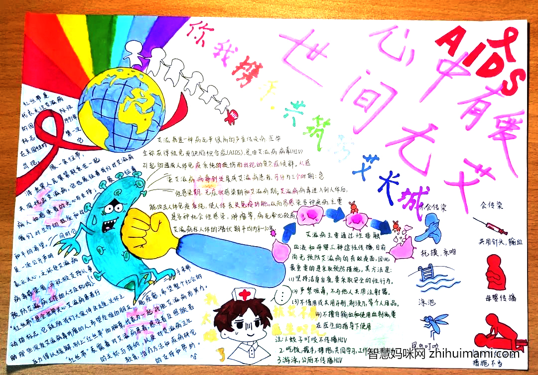 5张防艾滋手抄报漂亮-图2