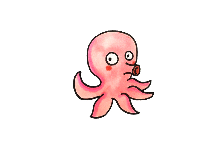 可爱章鱼怎么画简单