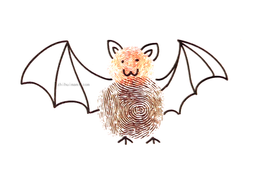 猫头鹰手指画画法步骤