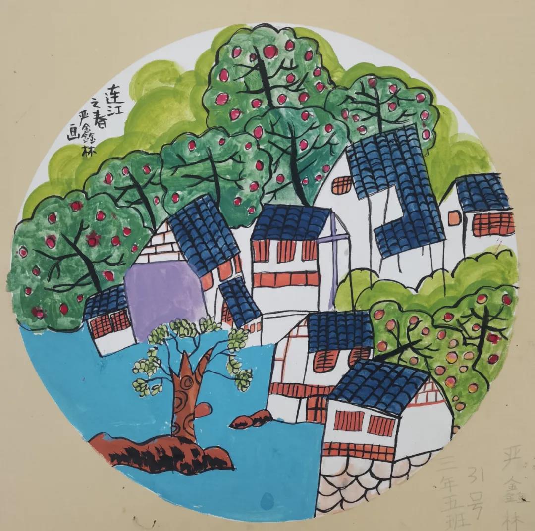 家乡的四季儿童风景画-图3