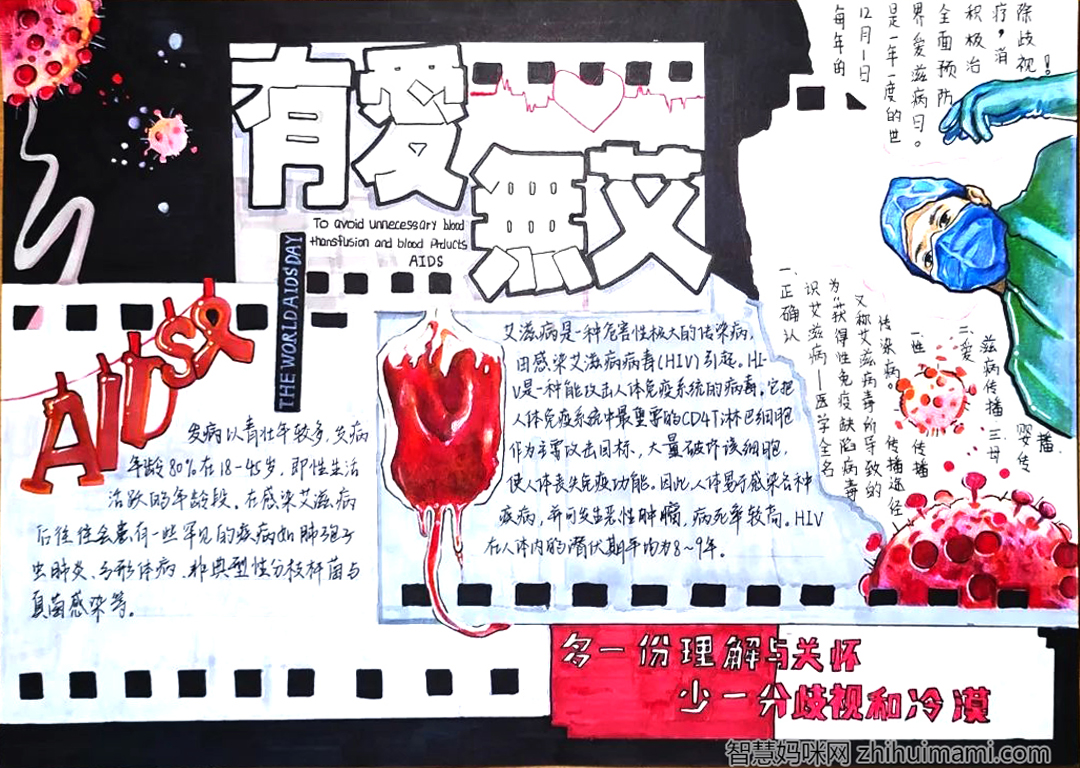5张预防艾滋病手抄报图片-图1
