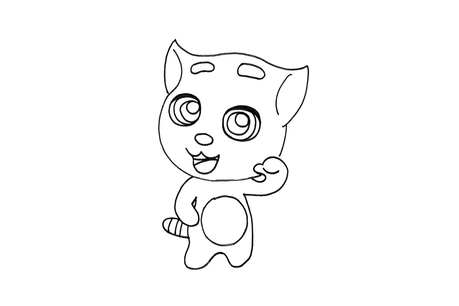 可爱汤姆猫简笔画画法步骤-图3