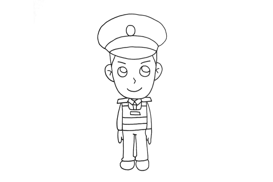 一步一步学画交警简笔画-图3