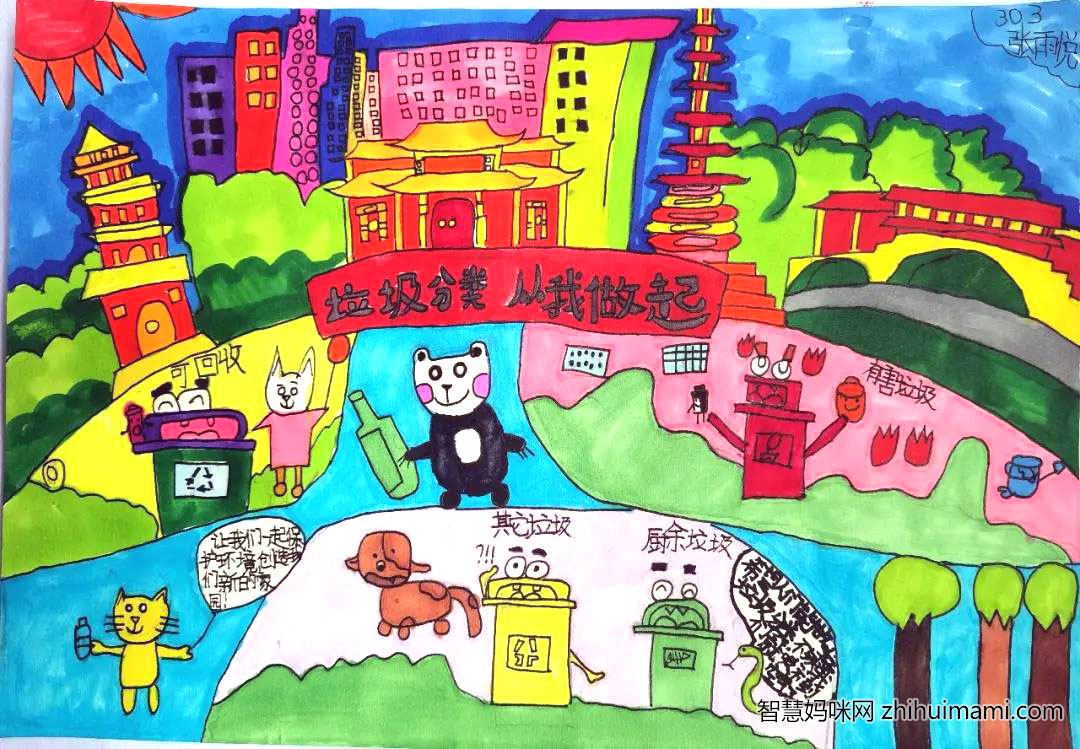 垃圾分类从我做起儿童画-图4