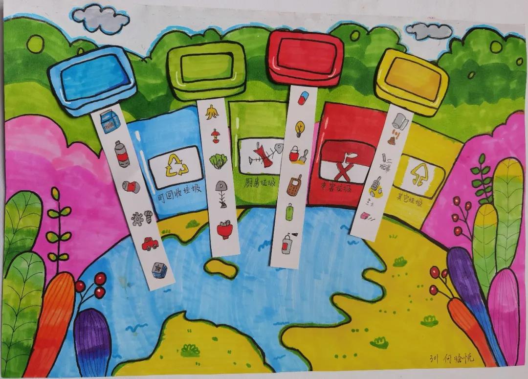 垃圾分类人人有责儿童画-图6