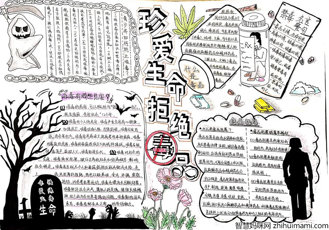 怎么画珍爱生命远离毒品的手抄报-图2