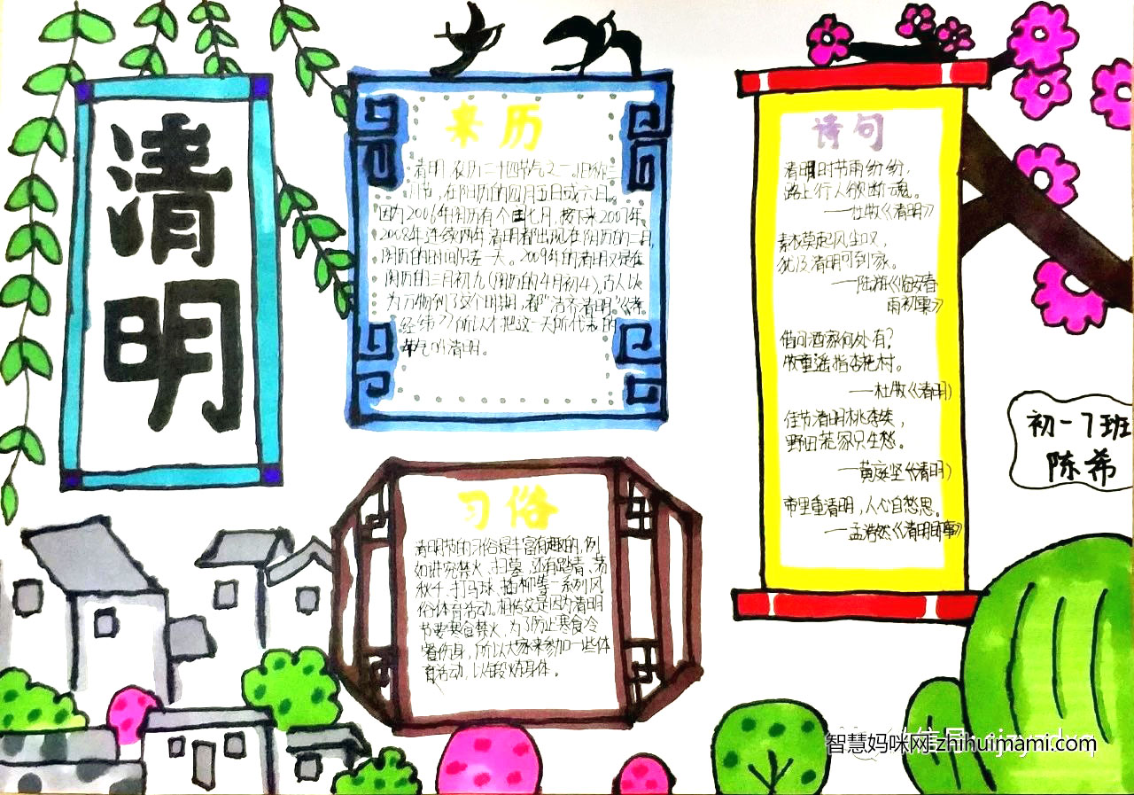 2022年英语清明节手抄报绘画-图4