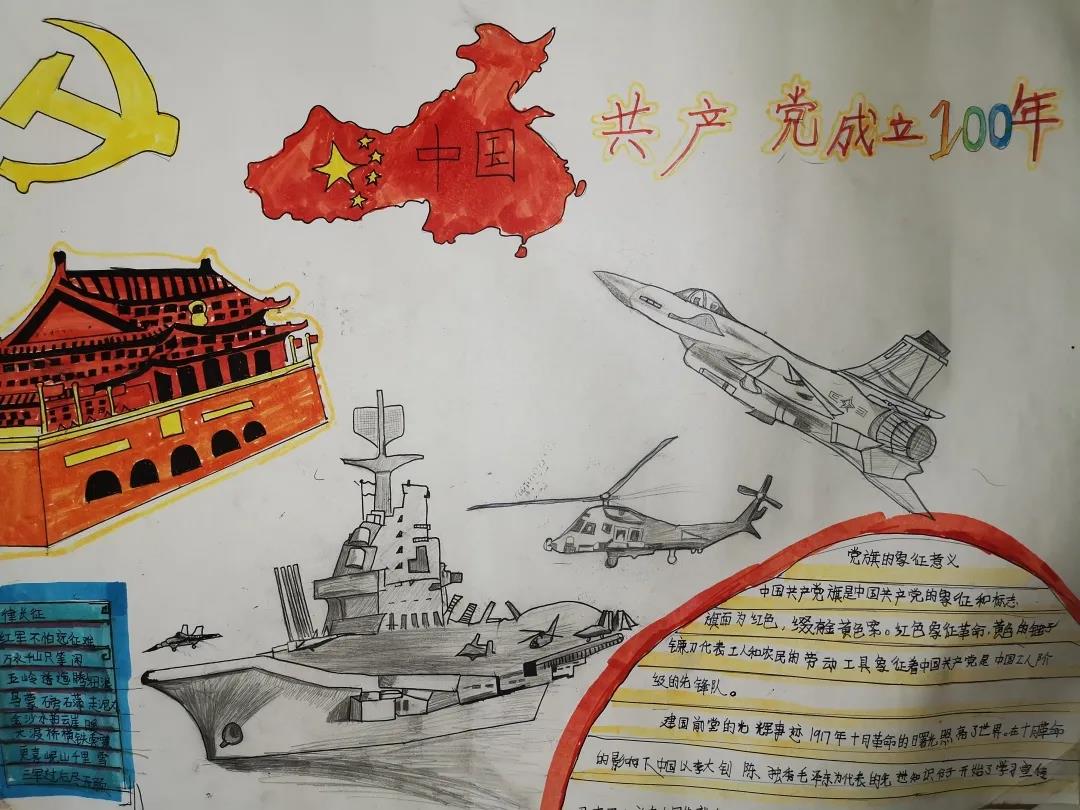 三年级建党100周年绘画优秀作品-图5