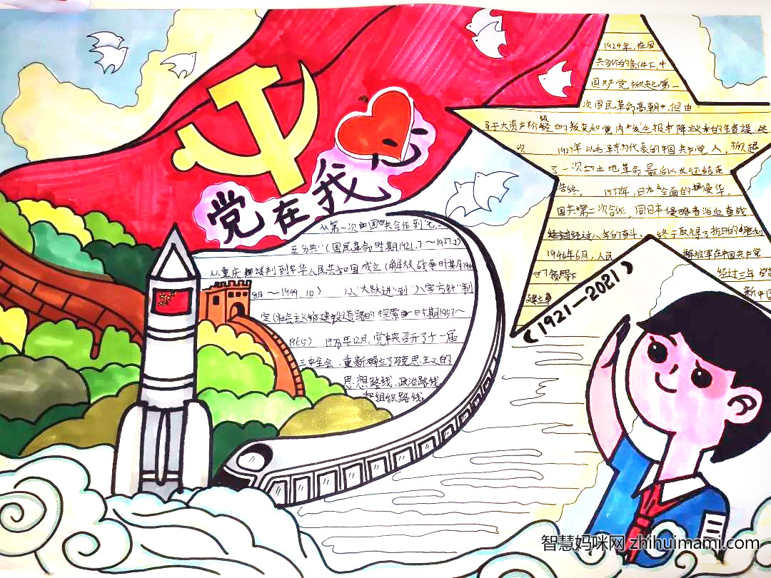 七年级建党100周年庆手抄报绘画-图1